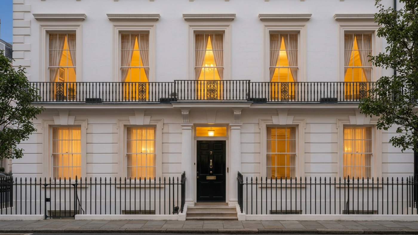 Chelsea townhouse exterior after OREA transformation, SW3