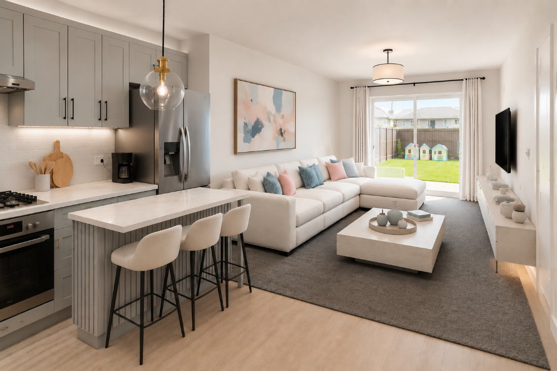 Milton Keynes open-plan living kitchen after