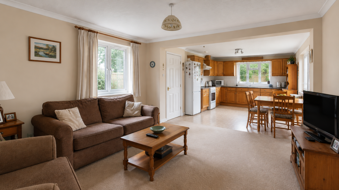 Summertown living room and kitchen before